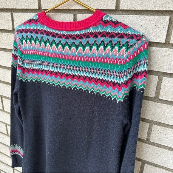 Talbots Petite Fair Isle Sweater Dress Navy Pink Green Knit Holiday Apres Ski MP - Picture 8 of 8